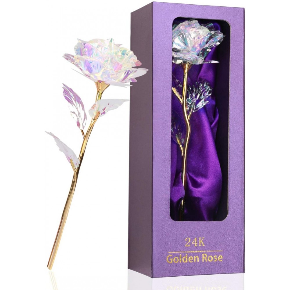     Rainbow Rose Flower Present 24K Golden Foil with Luxury Gift Box