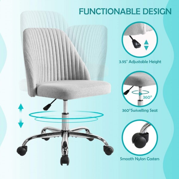     Modern Twill Fabric Adjustable Mid-Back Task Ergonomic Executive Chair, Gray