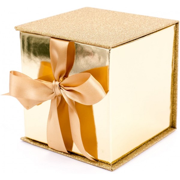  4" Small Gift Box with Paper Fill (Gold Glit...