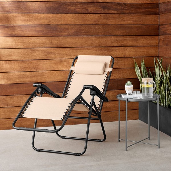  Outdoor Zero Gravity Lounge Folding Chair, Beige